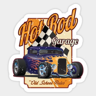 Hot Rod Garage Old School Rules Sticker